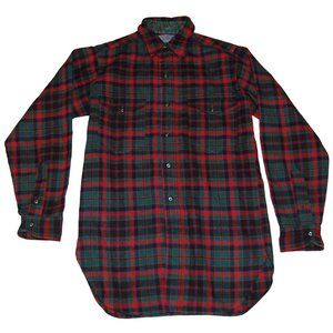 Vintage Pendleton Plaid Flannel Button Up Shirt 100% Wool Red Men's 14 1/2